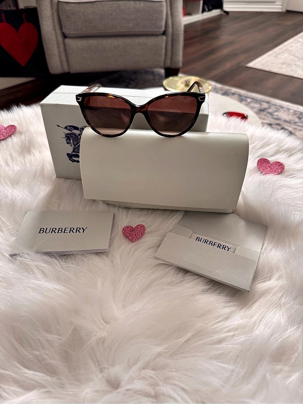 New Burberry BE4216 Dark Havana Cat Eye Sunglasses